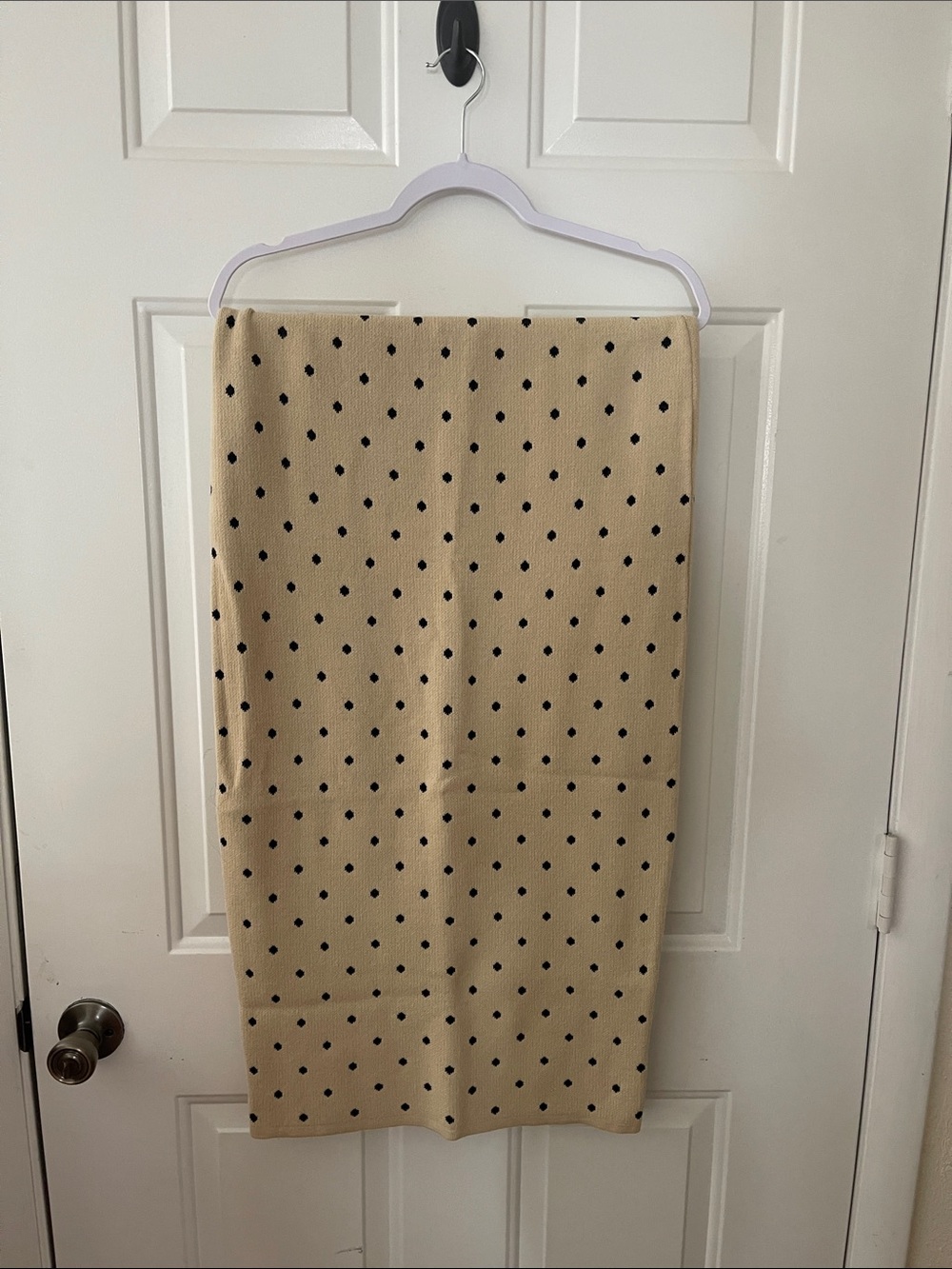 ASOS Beige Midi Skirt with Black Polka Dots